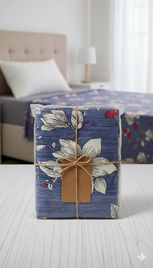 Luxury Deep Navy Blue Printed Bedsheet / Comforter – Elegant & Premium Quality