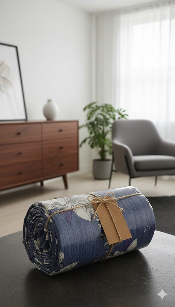 Luxury Deep Navy Blue Printed Bedsheet / Comforter – Elegant & Premium Quality