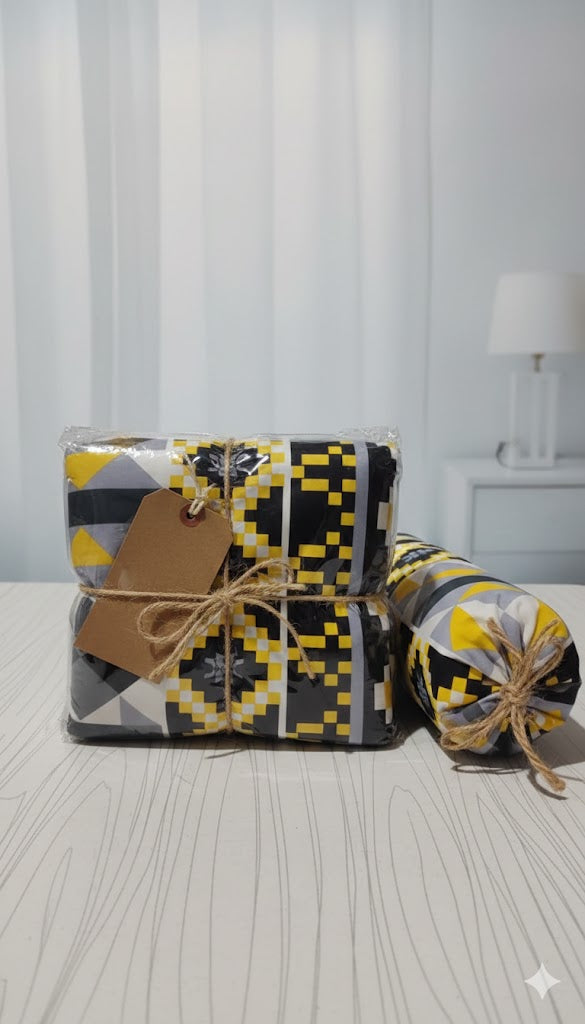 Black & Yellow Geometric Printed Bedsheet